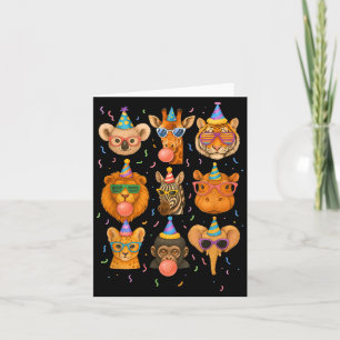 Cute Party Animals Birthday Wildlife Zoo Birthday  Card