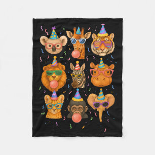 Cute Party Animals Birthday Wildlife Zoo Birthday Fleece Blanket