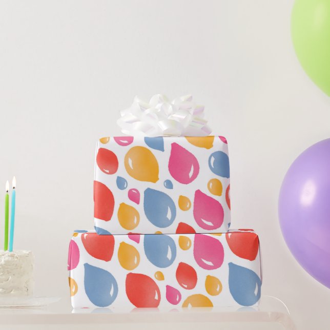 Cute Party Balloon Girly Birthday Pattern  Wrapping Paper (Party Gifts)