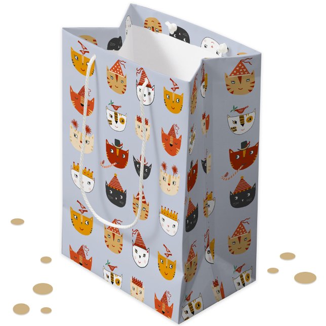 Cute Party Cat Medium Gift Bag (Party cat fun gift bag)