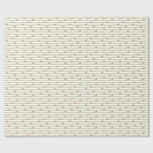Cute Party Dachshund Stripes Wrapping Paper (Flat)