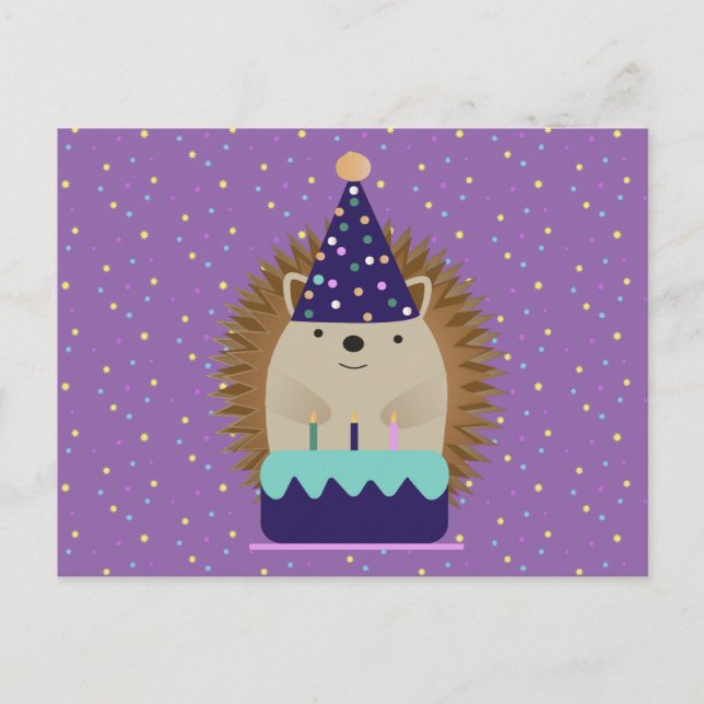 Cute Party Hedgehog Postcard (Front)