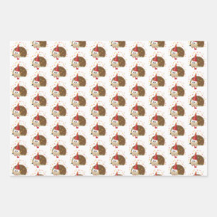 Cute  Party Hedgehog Wrapping Paper Sheet