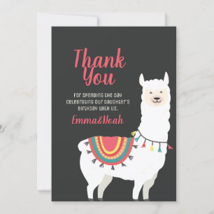 Cute Party Llama and Balloon Birthday Thank You