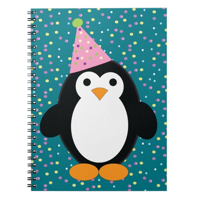 Cute Party Penguin Notebook (Front)