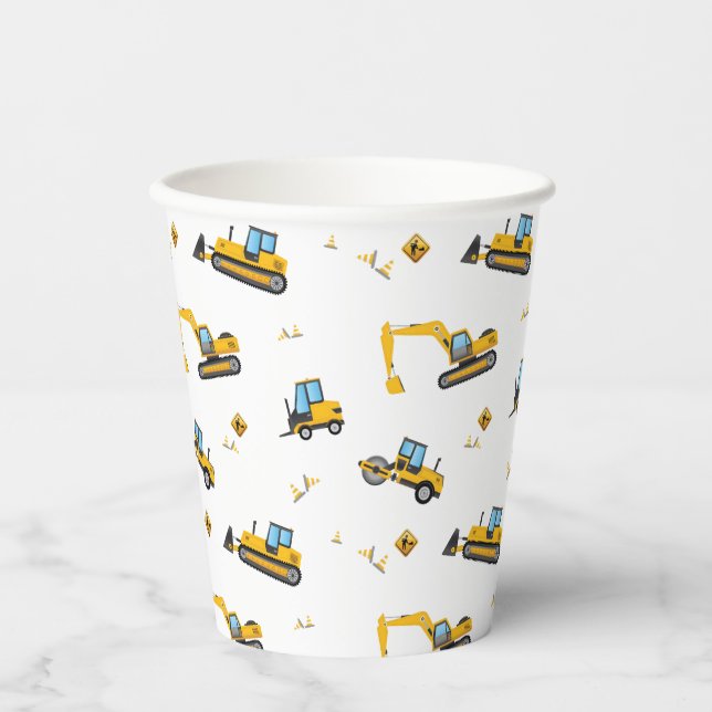 Cute Party Supplies Construction Dump Trucks Theme Paper Cups (Front)