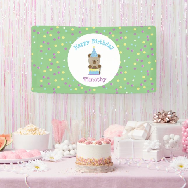Cute Party Teddy Bear Birthday  Banner (Party)
