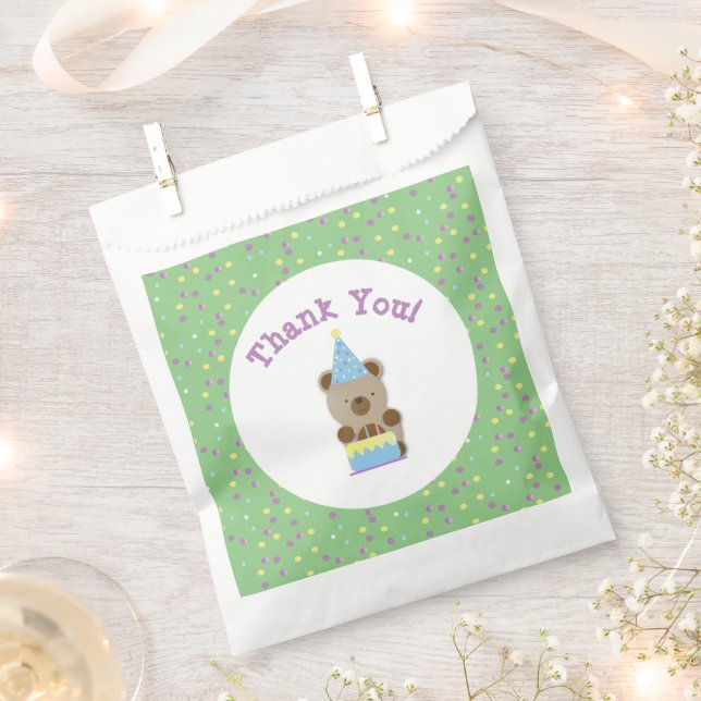 Cute Party Teddy Bear Birthday  Favour Bag (Clipped)