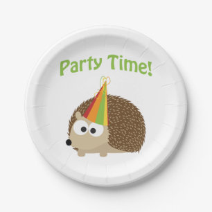 Cute Party Time Hedgehog Paper Plate