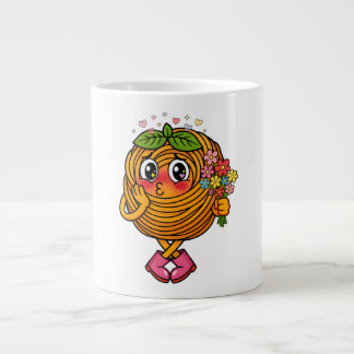 Cute Pasta Polo Character Holding Flowers T-Shirt Large Coffee Mug