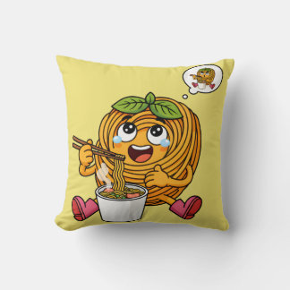 Cute Pasta Polo Eating Noodles T-Shirt Throw Pillow