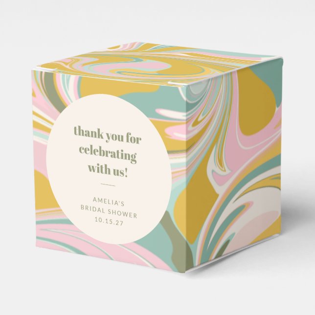 Cute Pastel Abstract Custom Bridal Shower Thanks Favor Box (Front Side)