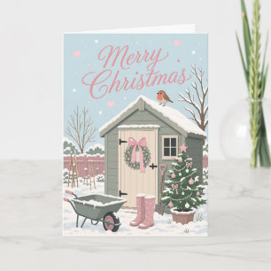 Cute Pastel Allotment Christmas Scene Card