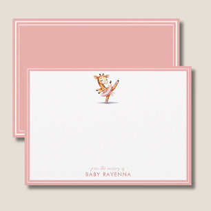 Cute Pastel Animal Giraffe Ballerina Baby Shower Card
