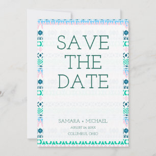 Cute pastel art patterns save the date