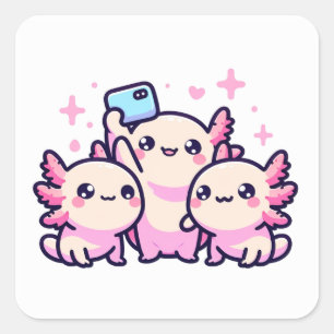 Cute Pastel Axolotl New Design Square Sticker