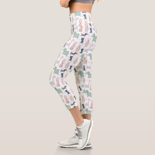 Cute Pastel Baby Animal Pattern Capri Leggings