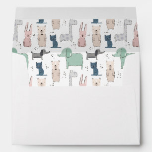 Cute Pastel Baby Animal Pattern Envelope