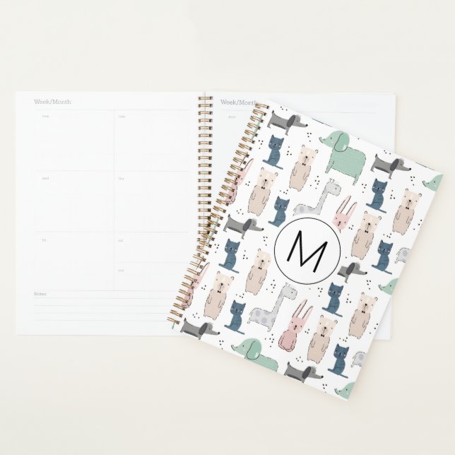 Cute Pastel Baby Animal Pattern Planner (Display)