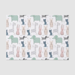 Cute Pastel Baby Animal Pattern Tissue Paper