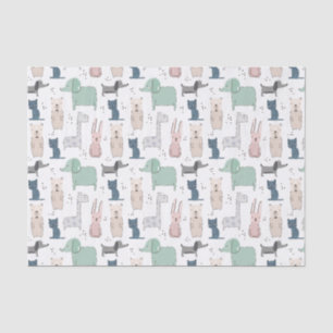 Cute Pastel Baby Animal Pattern Tissue Paper