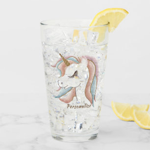 Cute Pastel Baby Unicorn Personalized Drinking Glass
