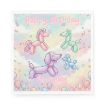Cute Pastel Balloon Animal Birthday Girl 