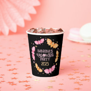 Cute Pastel Bats Halloween Paper Cups