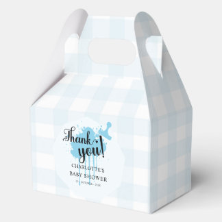 Cute Pastel Blue Gingham Baby Girl Shower Favor Box