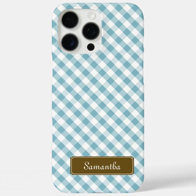 Cute Pastel Blue Gingham Pattern Case-Mate iPhone Case (Back)