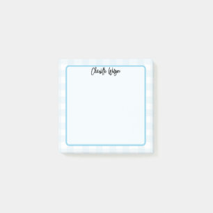 Cute Pastel Blue Gingham Pattern Notes