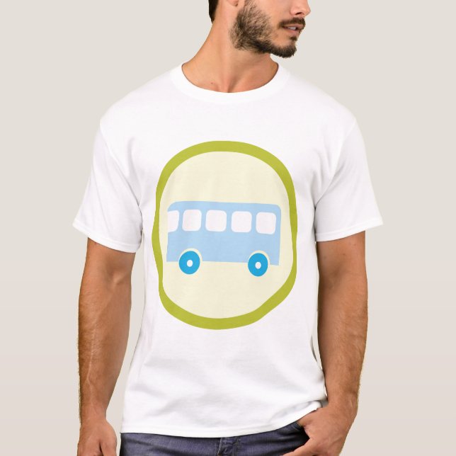 Cute Pastel Blue School Bus Icon T-Shirt (Front)