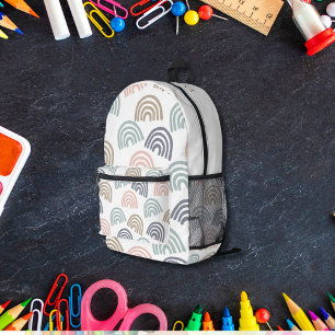 Cute Pastel Boho Rainbow Pattern Printed Backpack