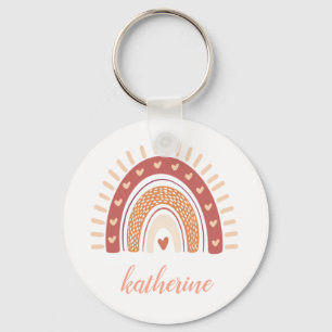 Cute Pastel Boho Terracotta Rainbow Keychain