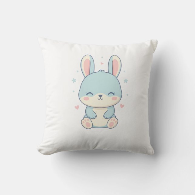 Cute Pastel Bunny Baby Onesie Throw Pillow (Front)