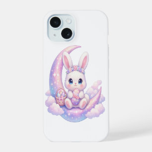 Cute Pastel Bunny iPhone Case – Moon Aesthetic