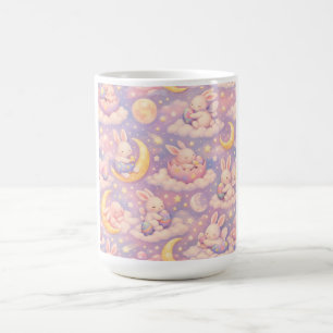 Cute Pastel Bunny Mug – Kawaii Moon & Clouds