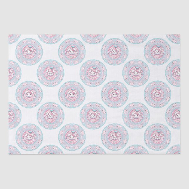 Cute Pastel Candy Kawaii Bunny Polka Dot Mandala Tissue Paper (Front)