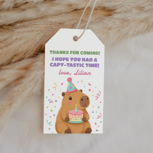 Cute Pastel Capybara Birthday Thank You Favour Gift Tags