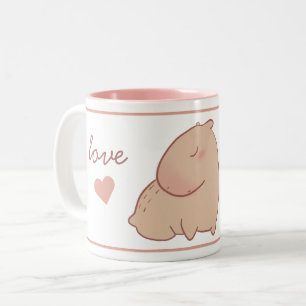 Cute pastel capybara Two-Tone coffee mug