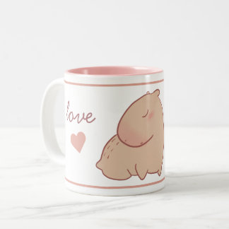 Cute pastel capybara  Two-Tone coffee mug