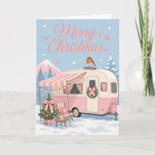 Cute Pastel Caravan Christmas Scene Card