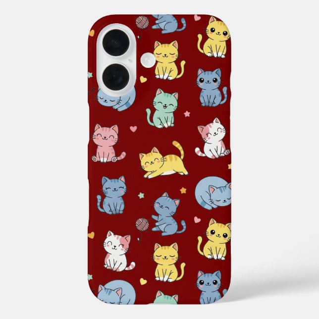 Cute Pastel Cartoon Cats Pattern Phone Case (Back)