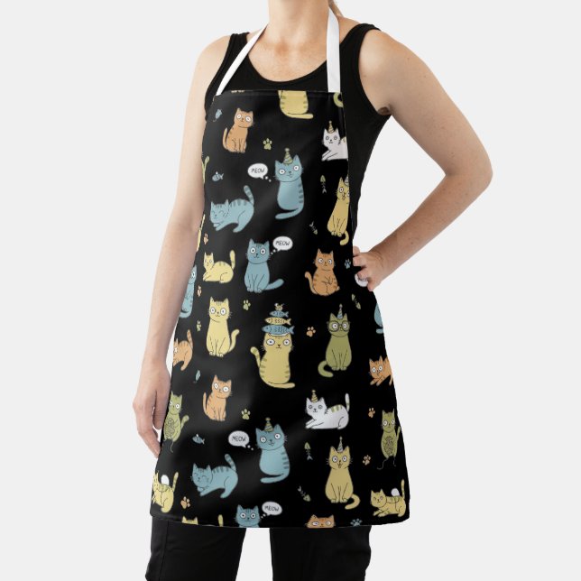 Cute Pastel  Cat Pattern Apron Gift For Cat Lovers (Insitu)