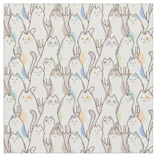 Cute Pastel Cat Pattern Fabric