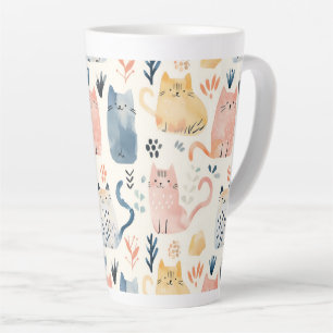 Cute pastel cat pattern  latte mug