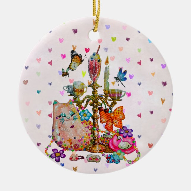 Cute Pastel Ceramic Ornament (Front)