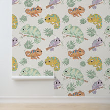 Cute Pastel Chameleon Pattern - Hand-Drawn Reptile