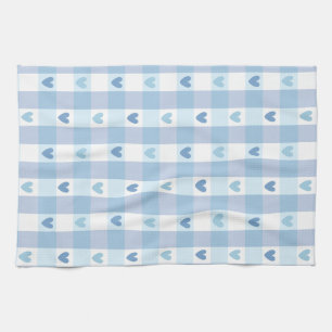 Cute Pastel Chequered Love Design Kitchen Towel