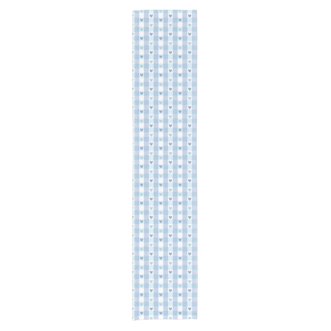 Cute Pastel Chequered Love Design Short Table Runner (Front)